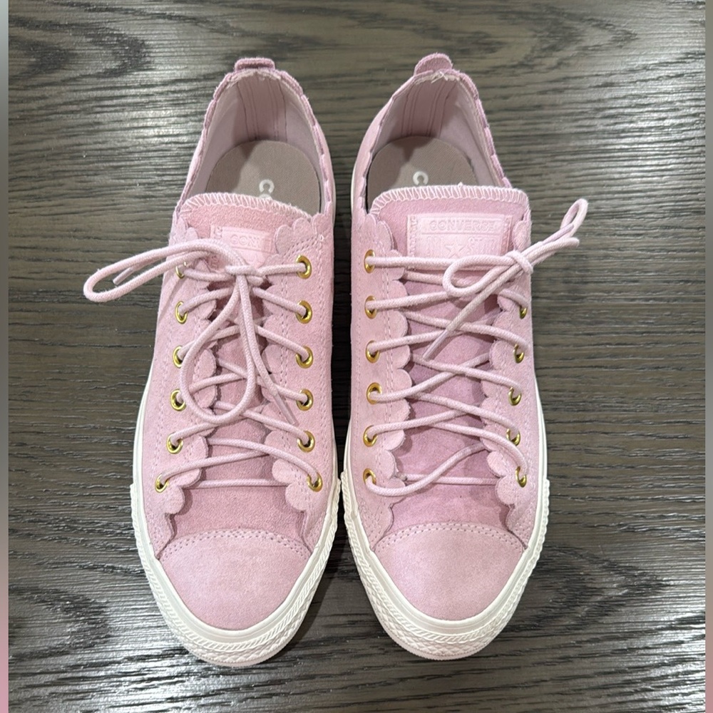 Converse Women's Sneakers in Soft Pink with Gold Accents
